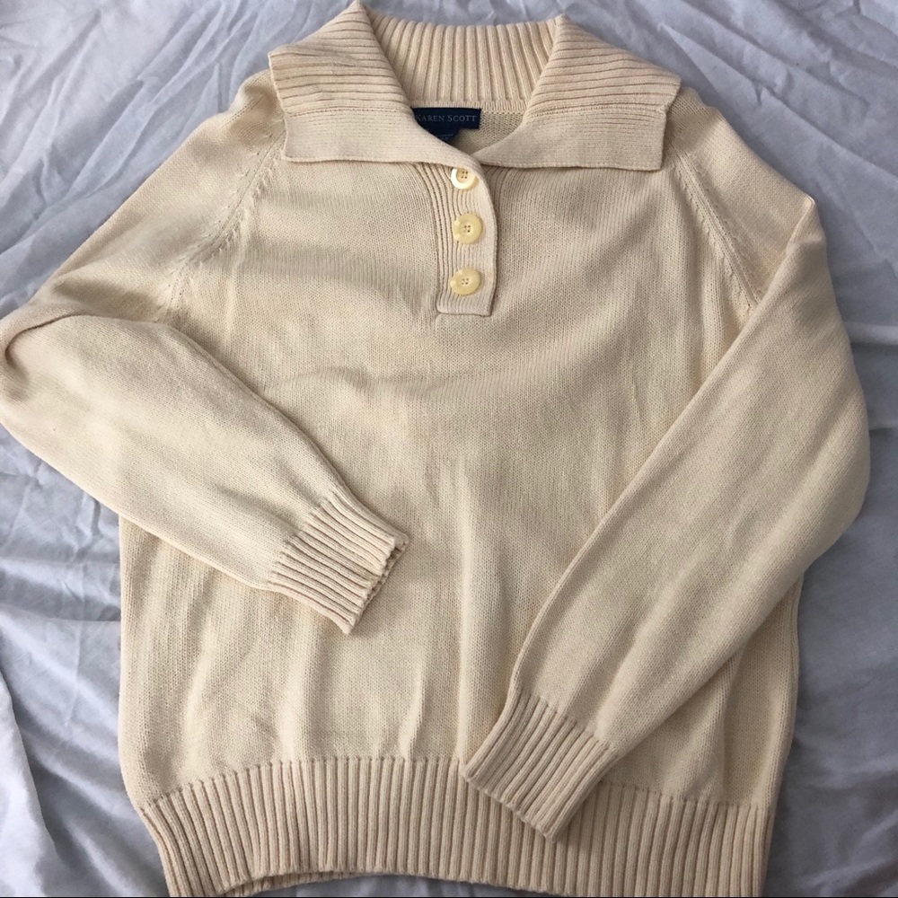Vintage Cream Collared Sweater